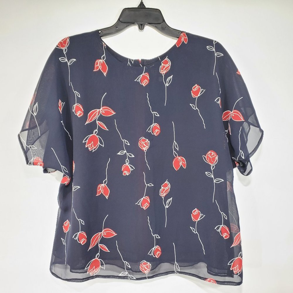 Women Plus Size Chiffon Scoop Neck Lined Top, 22W